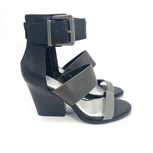 VERY VOLATILE Shoes Size 6 Tonalite Chunk Wedge Leather Sandal Heels Buckle